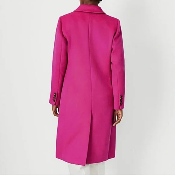 Loft Wool Blend Tailored Coat in Rich Pink Berry Size SP Petite - Picture 3 of 14